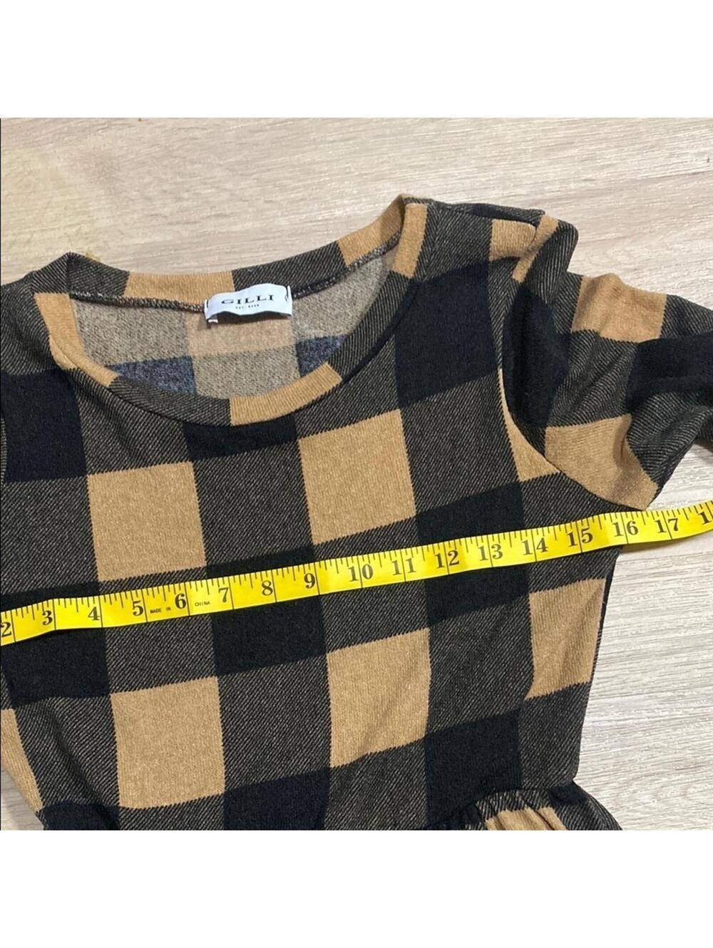 Gilli Black and Tan Plaid Long Sleeve Dress - Picture 11 of 15